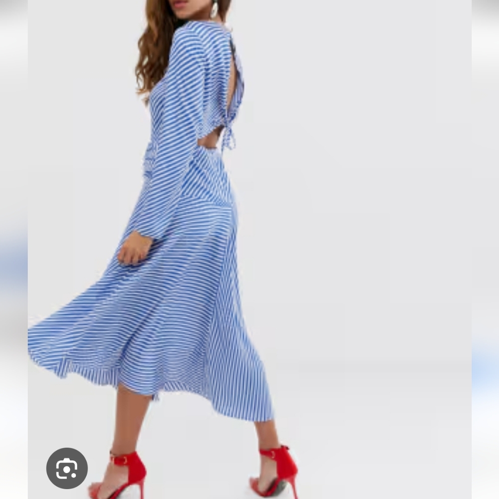 ASOS Blue and White Striped Asymmetric Dress